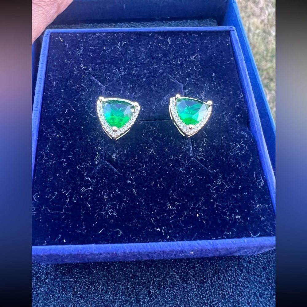 Rosegold Plated Triangular Cut Emerald Crystal 2.… - image 7